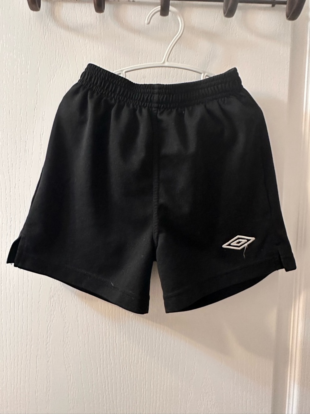 Umbro Black Shorts with White Logo - Kids Athletic